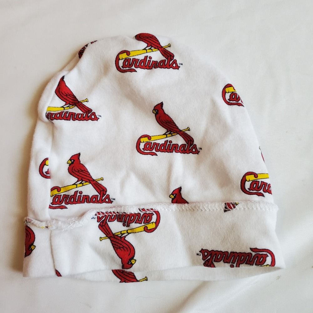 St Louis Cardinals Baby Hat Infant Toddler Beanie White Red Logo Baseball